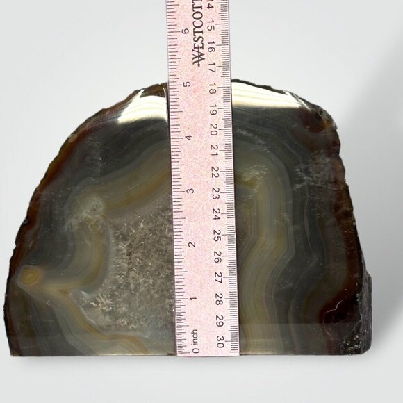 Crystal Agate Bookends w/ Geode Center, Natural Bookshelf Decor, 5+ lbs. (FG) - Picture 11 of 16